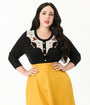 Disney Pixar Toy Story Collection by Unique Vintage Plus Size Black & Ivory Woody's Cowboy Boot Embroidered Cardigan