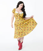 Disney Pixar Toy Story Collection by Unique Vintage Plus Size Yellow Woody & Jessie All Over Print Swing Dress - Womens