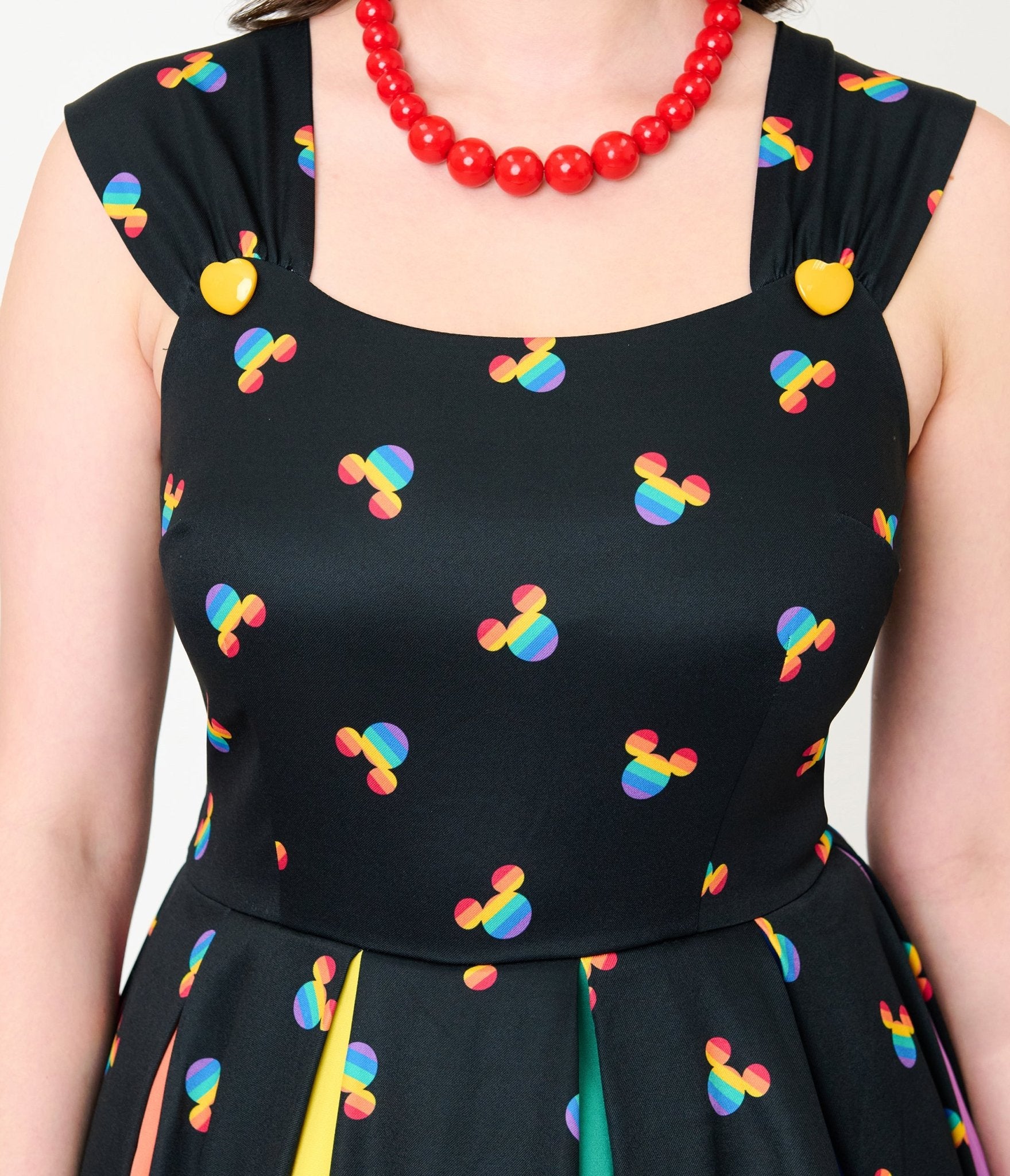 Disney Pride Collection by Unique Vintage Black & Rainbow Mickey Stripe Swing Dress - Unique Vintage - Womens, DRESSES, SWING