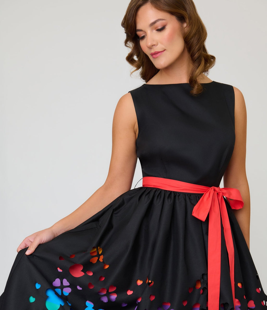 Disney Pride Collection by Unique Vintage Black & Rainbow Stripe Micke
