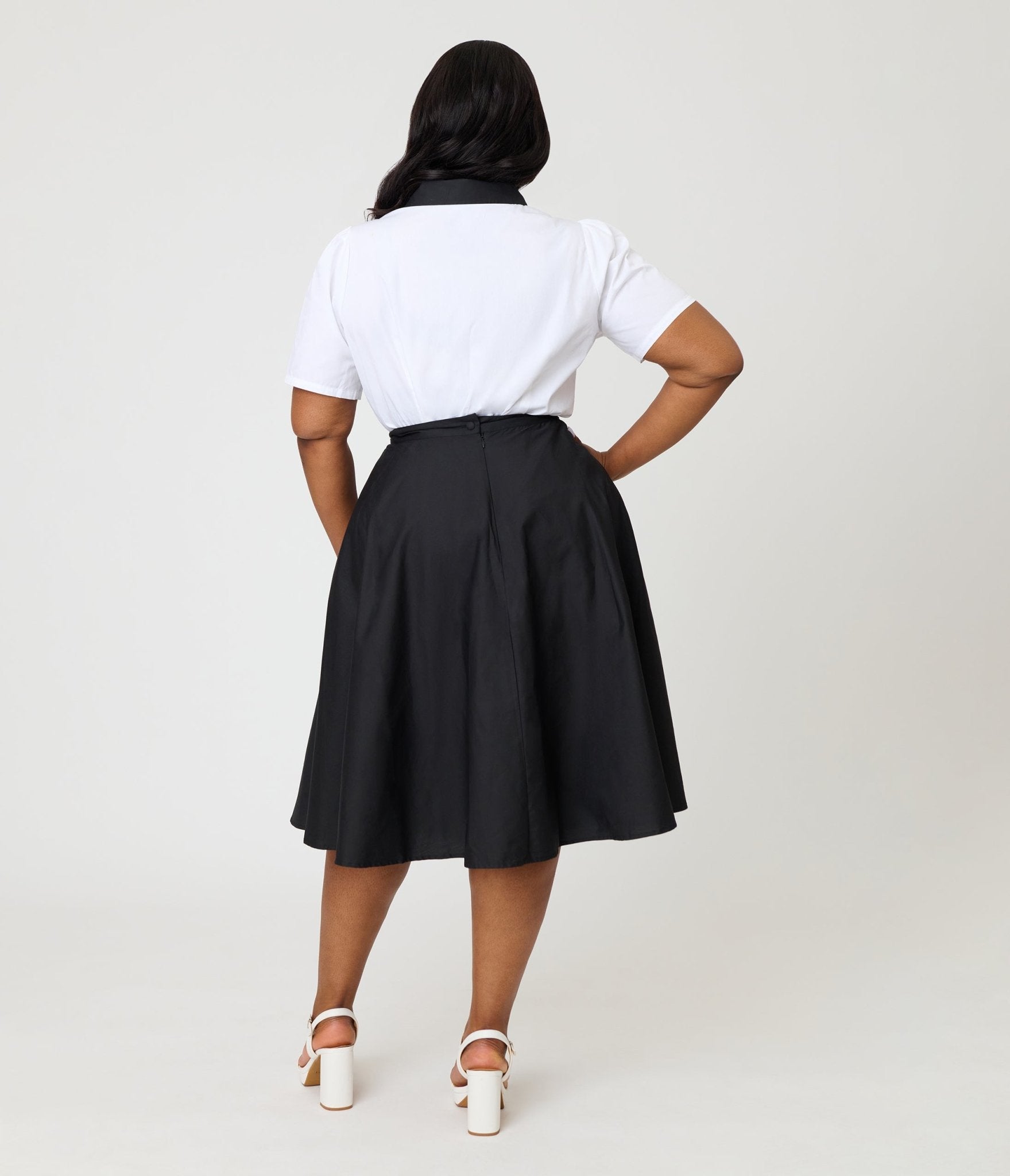Disney Pride Collection by Unique Vintage Plus Size Black & Mickey Heart Pocket Sally Swing Skirt - Unique Vintage - Womens, BOTTOMS, SKIRTS