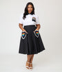 Disney Pride Collection by Unique Vintage Plus Size Black & Mickey Heart Pocket Sally Swing Skirt