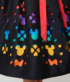 Disney Pride Collection by Unique Vintage Plus Size Black & Rainbow Stripe Mickey Cutout Swing Dress - Unique Vintage - Womens, DRESSES, SWING