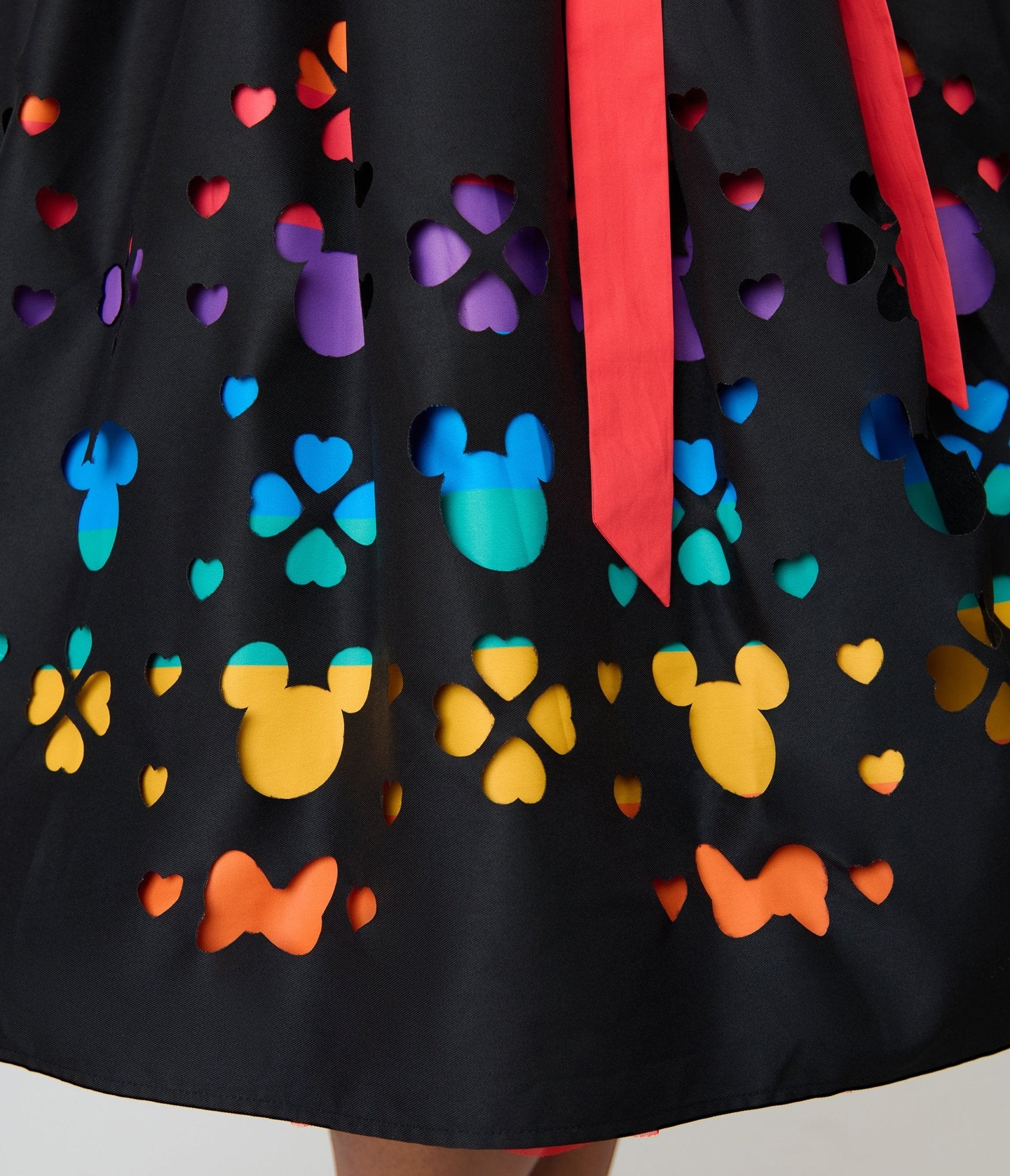 Disney Pride Collection by Unique Vintage Plus Size Black & Rainbow Stripe Mickey Cutout Swing Dress - Unique Vintage - Womens, DRESSES, SWING