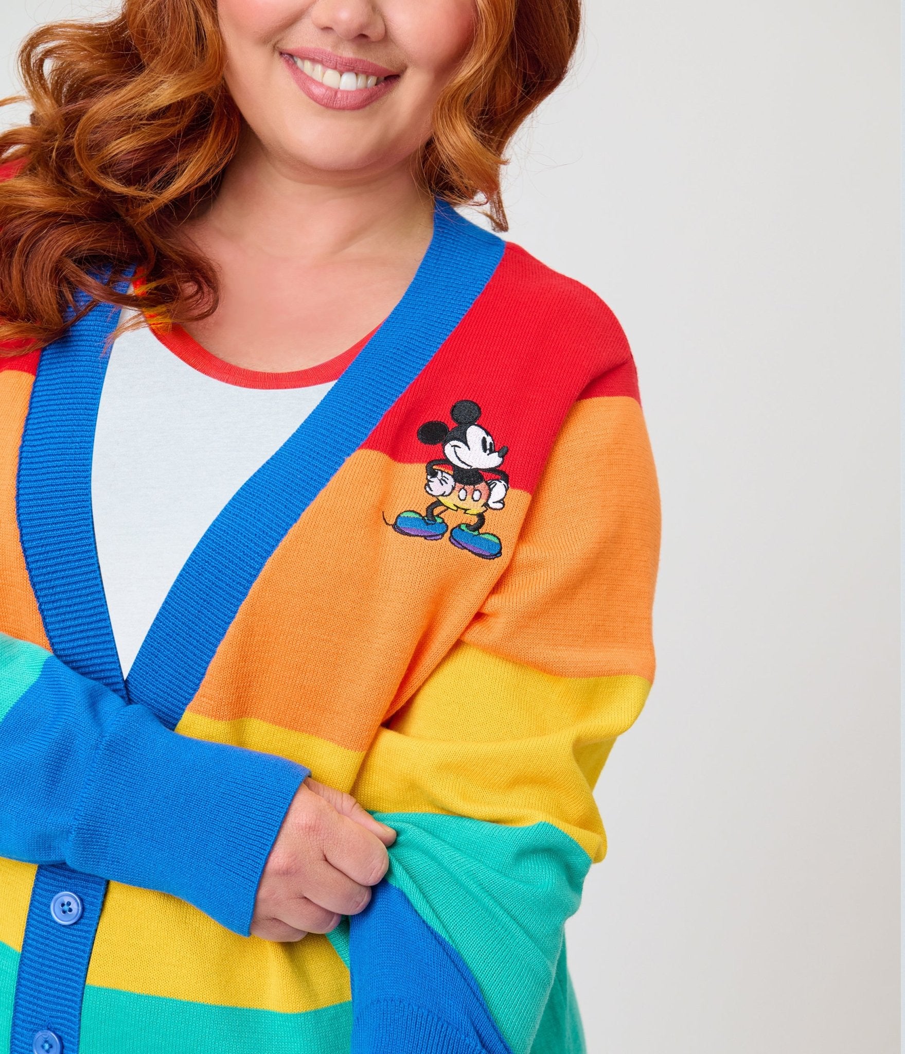 Disney Pride Collection by Unique Vintage Plus Size Rainbow Mickey Button Cardigan - Unique Vintage - Womens, TOPS, SWEATERS