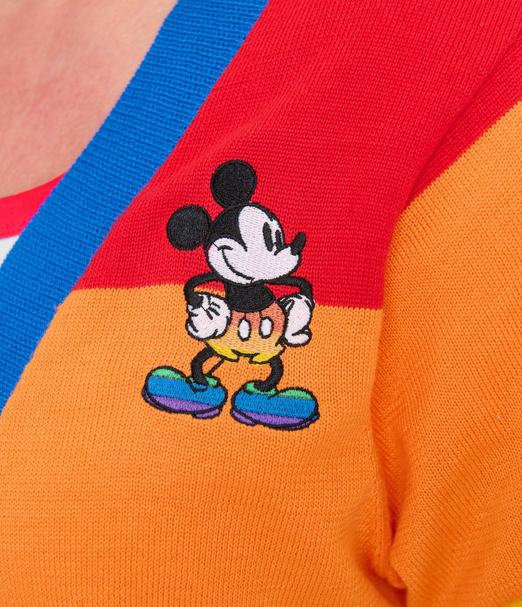 Disney Pride Collection by Unique Vintage Plus Size Rainbow Mickey Button Cardigan - Unique Vintage - Womens, TOPS, SWEATERS