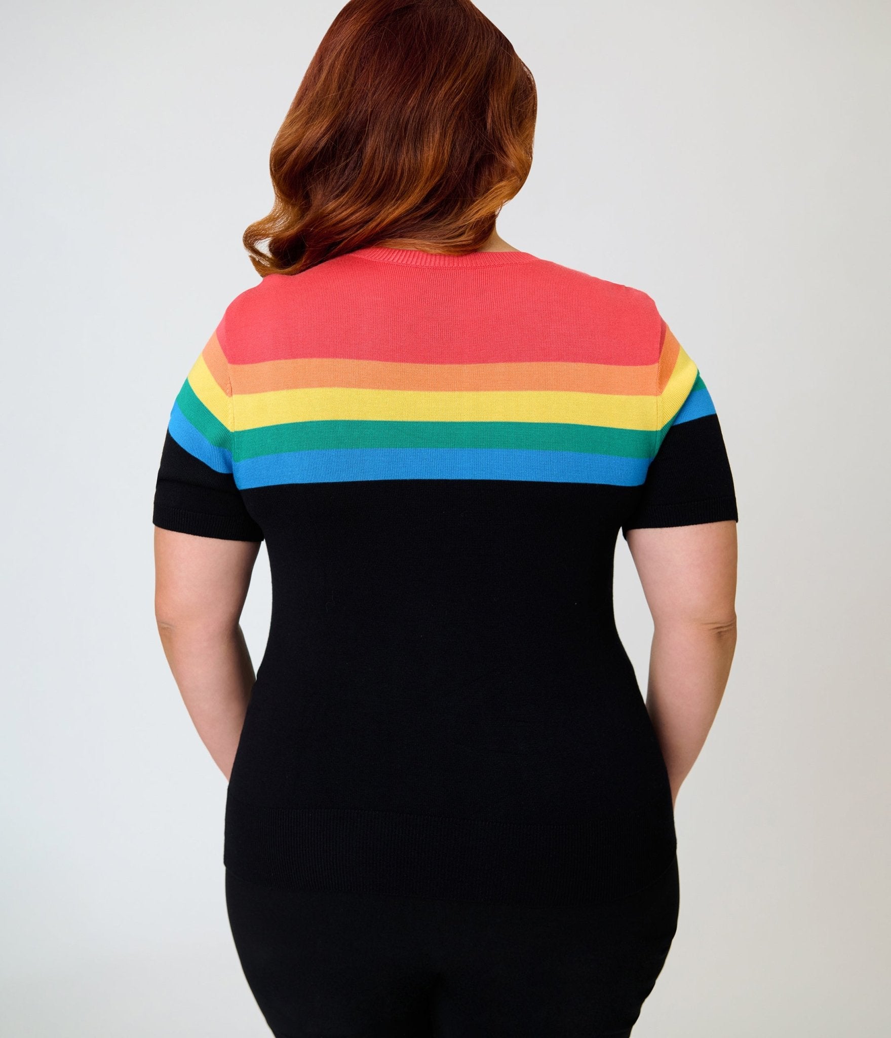 Disney Pride Collection by Unique Vintage Plus Size Rainbow & Mickey Embroidery Puff Sleeve Sweater - Unique Vintage - Womens, TOPS, SWEATERS