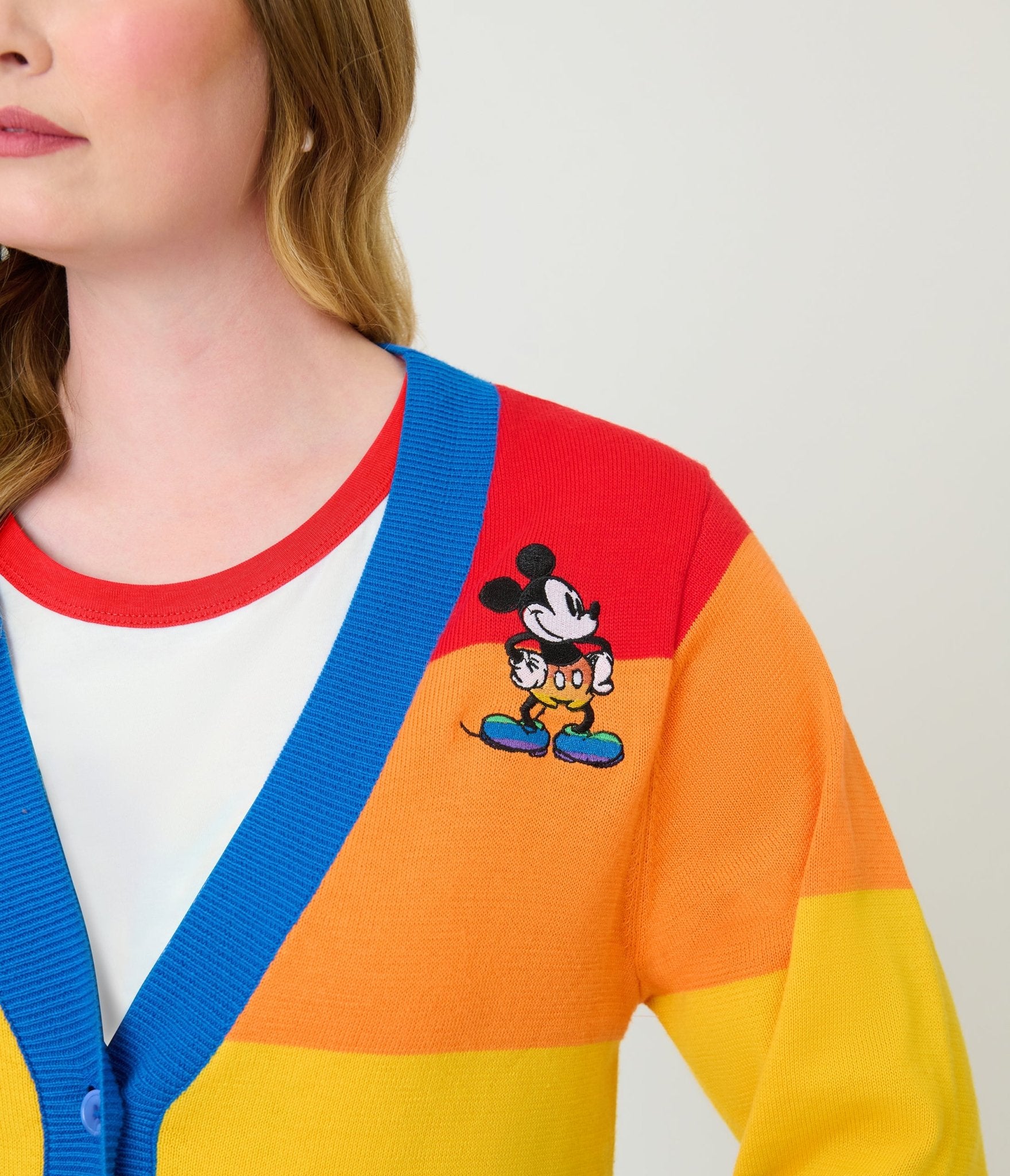 Disney Pride Collection by Unique Vintage Rainbow Mickey Button Cardigan - Unique Vintage - Womens, TOPS, SWEATERS