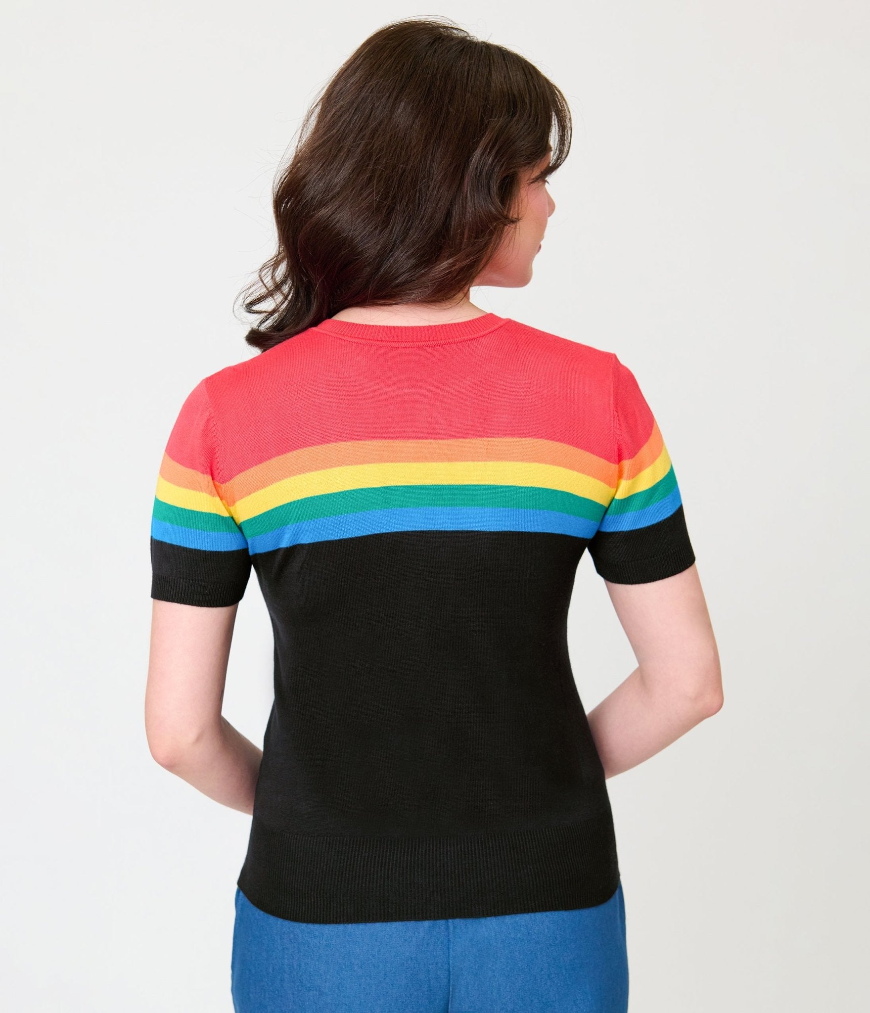 Disney Pride Collection by Unique Vintage Rainbow & Mickey Embroidery Puff Sleeve Sweater - Unique Vintage - Womens, TOPS, SWEATERS