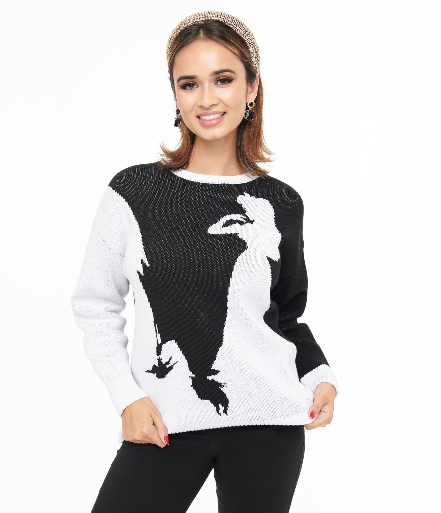 Disney Princess Collection by Unique Vintage Black & White Maleficent Aurora Sweater - Unique Vintage - Womens, TOPS, SWEATER