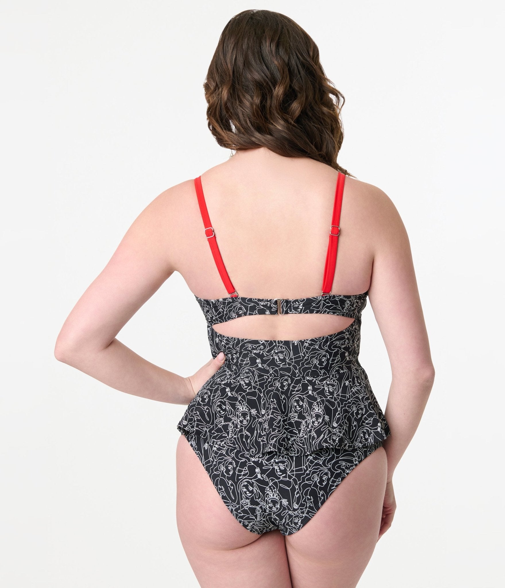 Disney Princess Collection by Unique Vintage Black & White Princess Print Swim Bottoms - Unique Vintage - Women, SWIM, BOTTOM