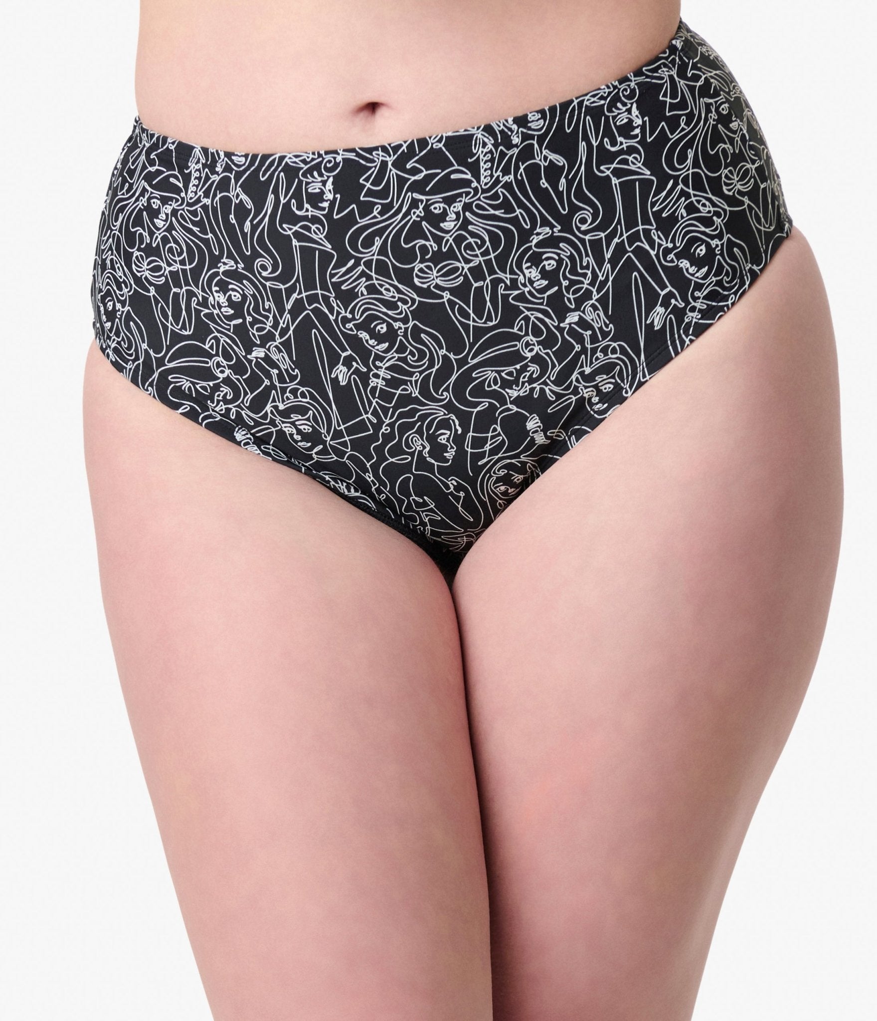 Disney Princess Collection by Unique Vintage Black & White Princess Print Swim Bottoms - Unique Vintage - Women, SWIM, BOTTOM
