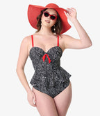 Disney Princess Collection by Unique Vintage Black & White Princess Print Tankini Swim Top - Unique Vintage - Womens SWIM TOP