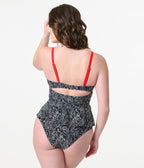 Disney Princess Collection by Unique Vintage Black & White Princess Print Tankini Swim Top - Unique Vintage - Womens SWIM TOP