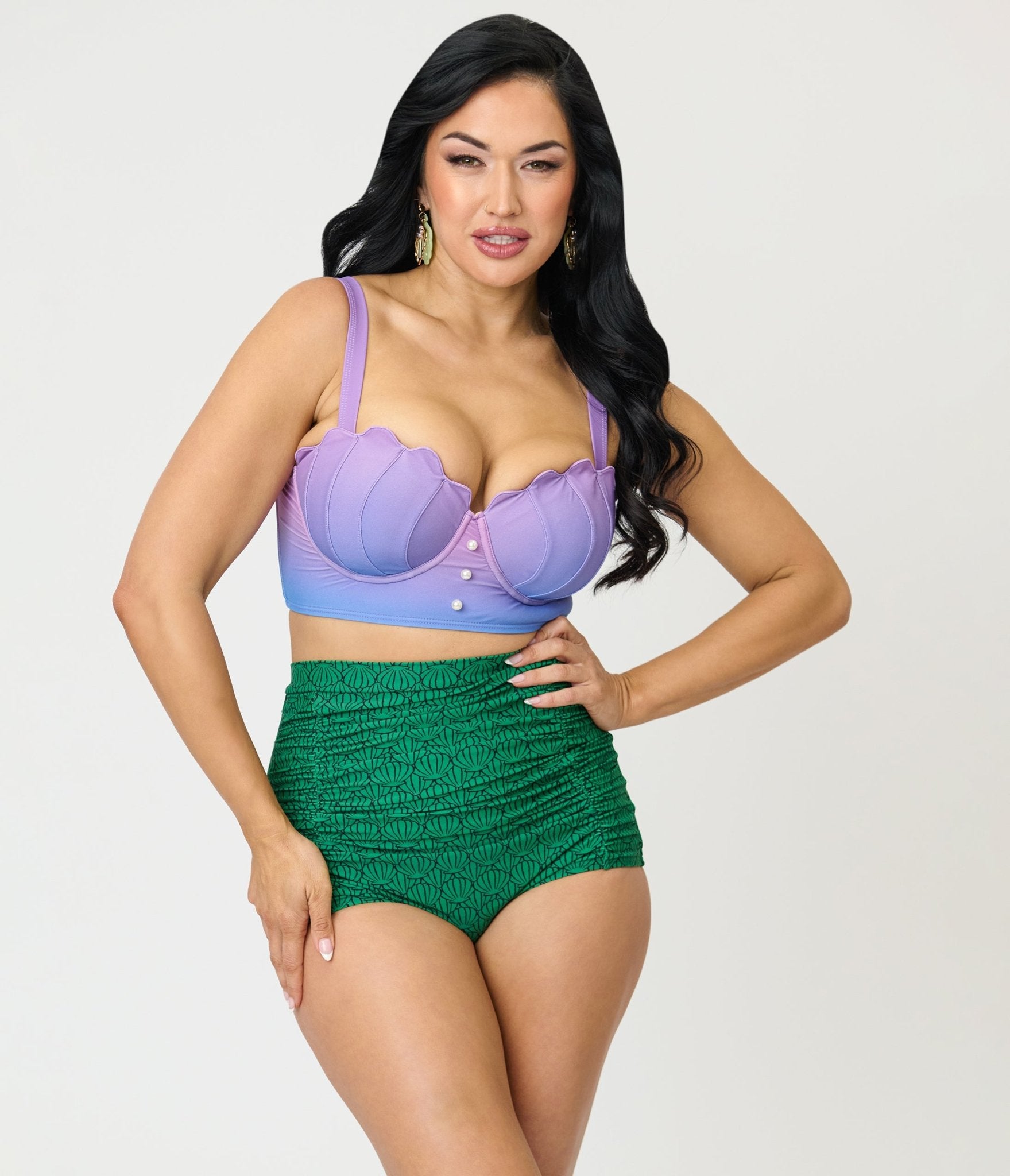 Disney Princess Collection by Unique Vintage Green Ariel Shell Monroe Swim Bottom - Unique Vintage - Womens, SWIM, BOTTOM