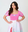 Disney Princess Collection by Unique Vintage Pale Pink Short Sleeve Sweater