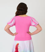 Disney Princess Collection by Unique Vintage Pale Pink Short Sleeve Sweater - Unique Vintage - Womens, TOPS, SWEATERS