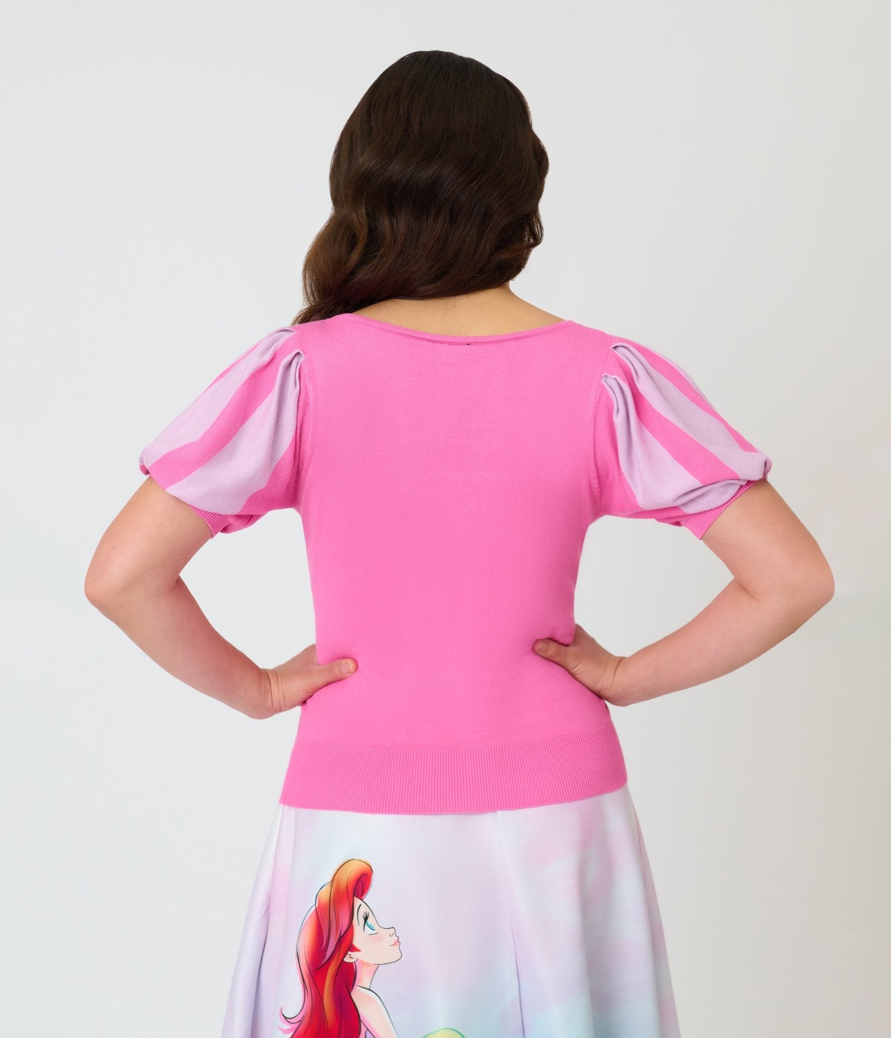 Disney Princess Collection by Unique Vintage Pale Pink Short Sleeve Sweater - Unique Vintage - Womens, TOPS, SWEATERS