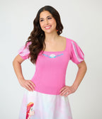Disney Princess Collection by Unique Vintage Pale Pink Short Sleeve Sweater - Unique Vintage - Womens, TOPS, SWEATERS