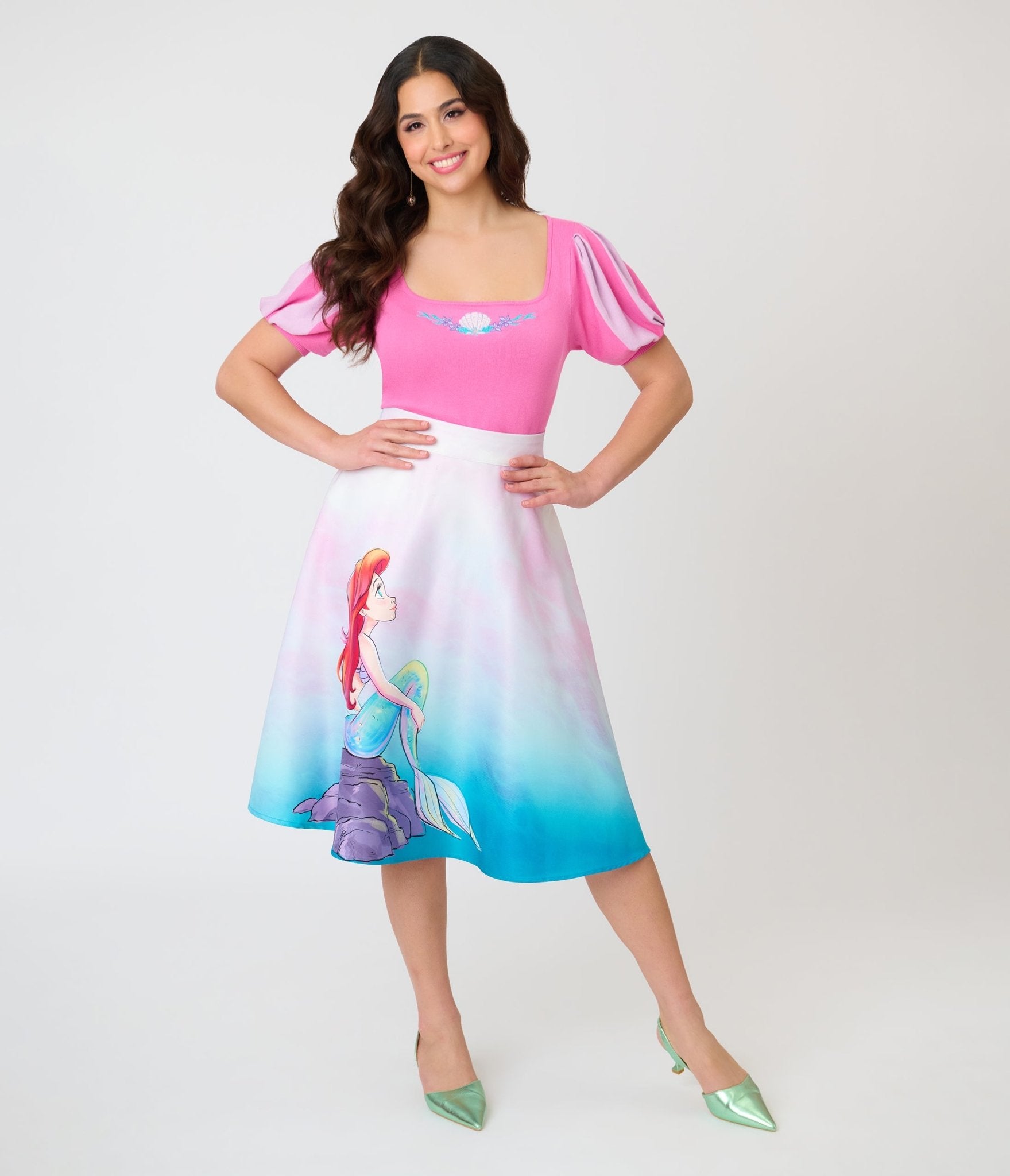 Disney Princess Collection by Unique Vintage Pale Pink Short Sleeve Sweater - Unique Vintage - Womens, TOPS, SWEATERS