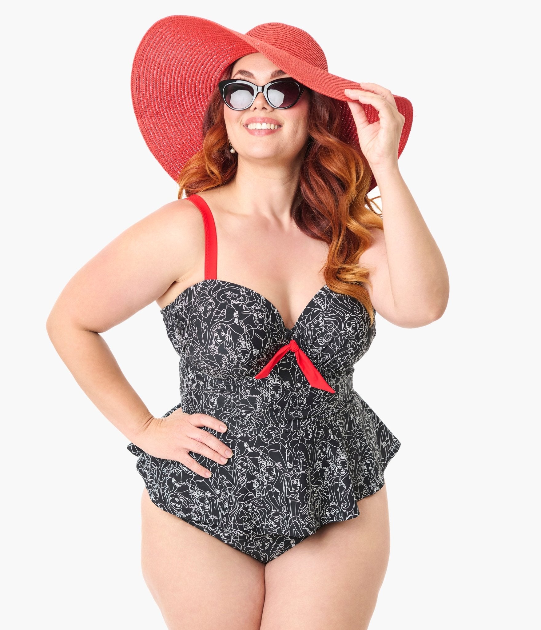 Disney Princess Collection by Unique Vintage Plus Black & White Princess Print Swim Bottoms - Unique Vintage - Womens SWIM