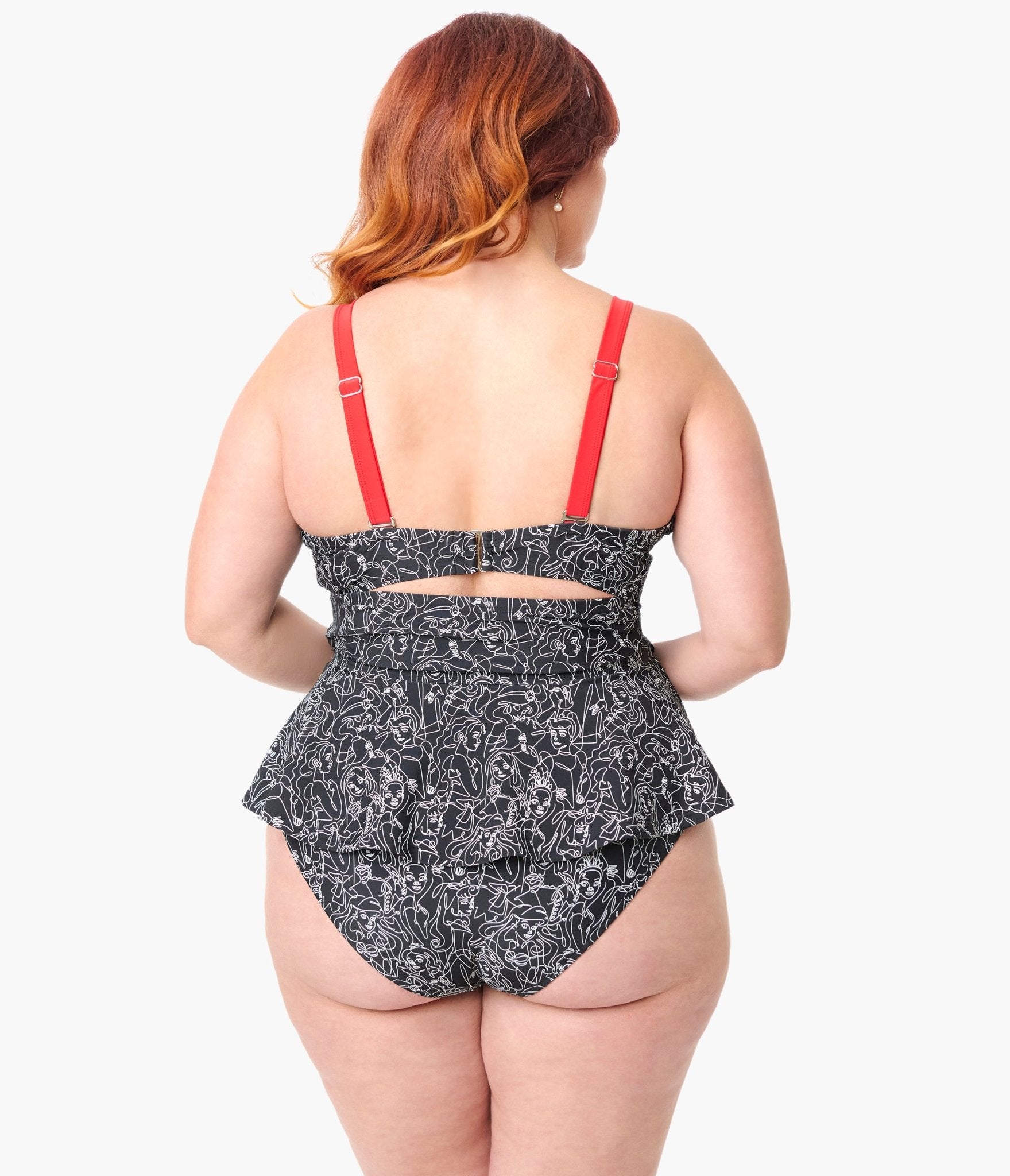 Disney Princess Collection by Unique Vintage Plus Black & White Princess Print Swim Bottoms - Unique Vintage - Womens SWIM