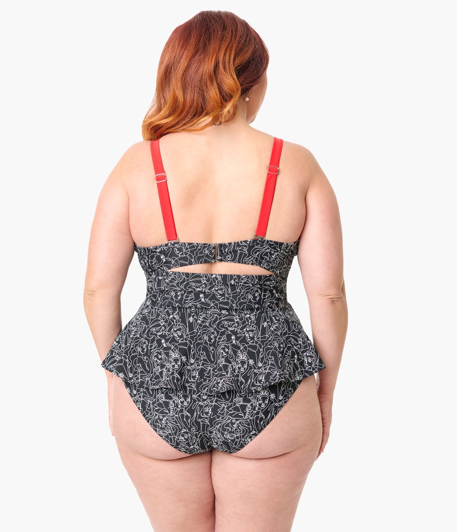 Disney Princess Collection by Unique Vintage Plus Black & White Princess Print Tankini Swim Top - Unique Vintage Womens SWIM