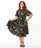 Disney Princess Collection by Unique Vintage Plus Size Gold Princess Celestial Swing Dress - Unique Vintage - Womens, DRESSES