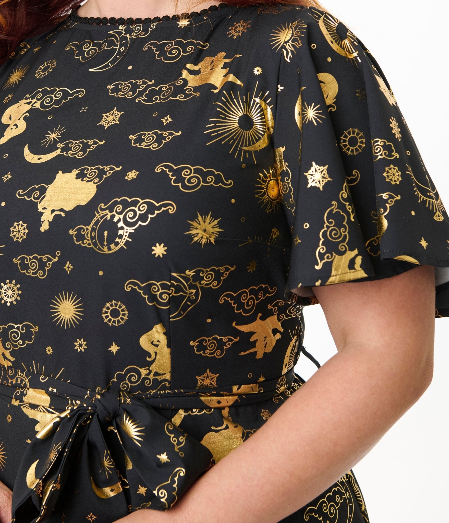 Disney Princess Collection by Unique Vintage Plus Size Gold Princess Celestial Swing Dress - Unique Vintage - Womens, DRESSES