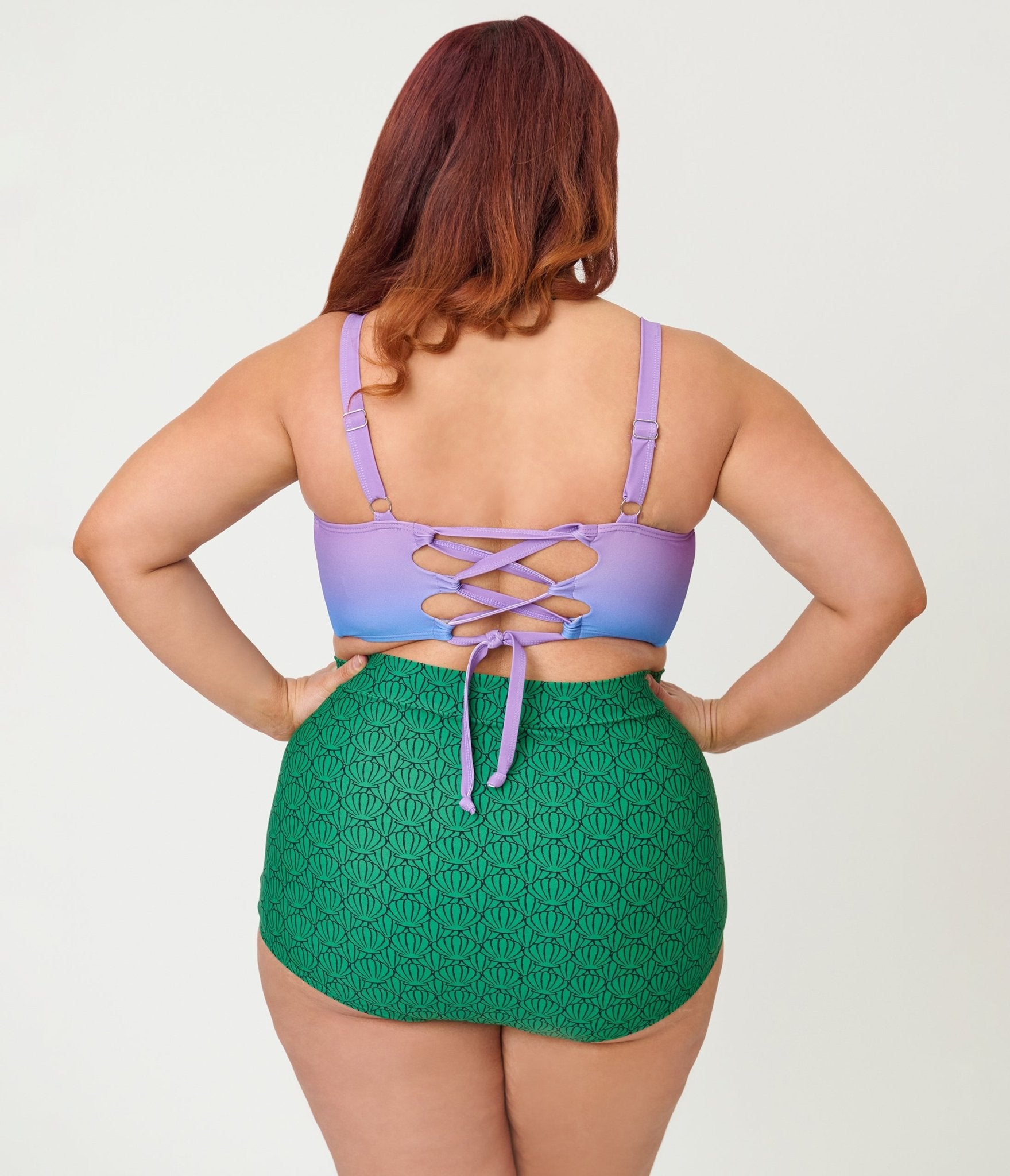 Disney Princess Collection by Unique Vintage Plus Size Green Ariel Shell Monroe Swim Bottom - Unique Vintage - Womens, SWIM, BOTTOM
