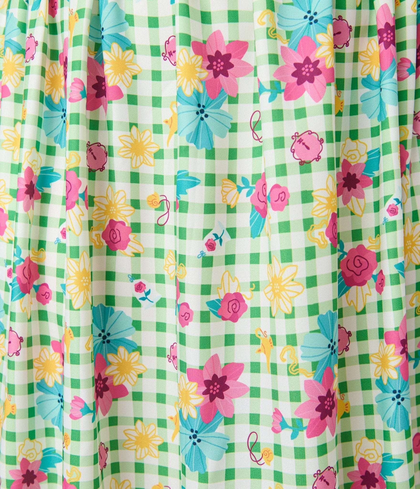Disney Princess Collection by Unique Vintage Plus Size Green Gingham Tiered Midi Skirt - Unique Vintage - Womens, BOTTOMS, SKIRTS