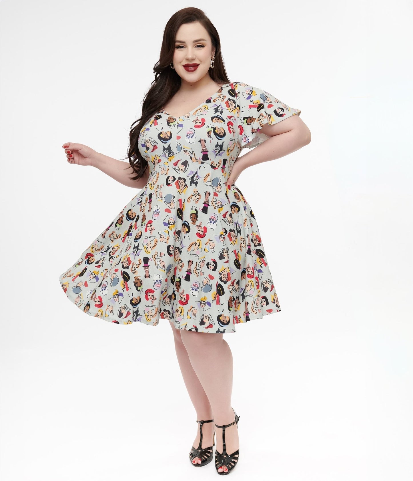 Disney Princess Collection by Unique Vintage Plus Grey Princess & Villian  Fit & Flare Dress - Unique Vintage - Womens, DRESS