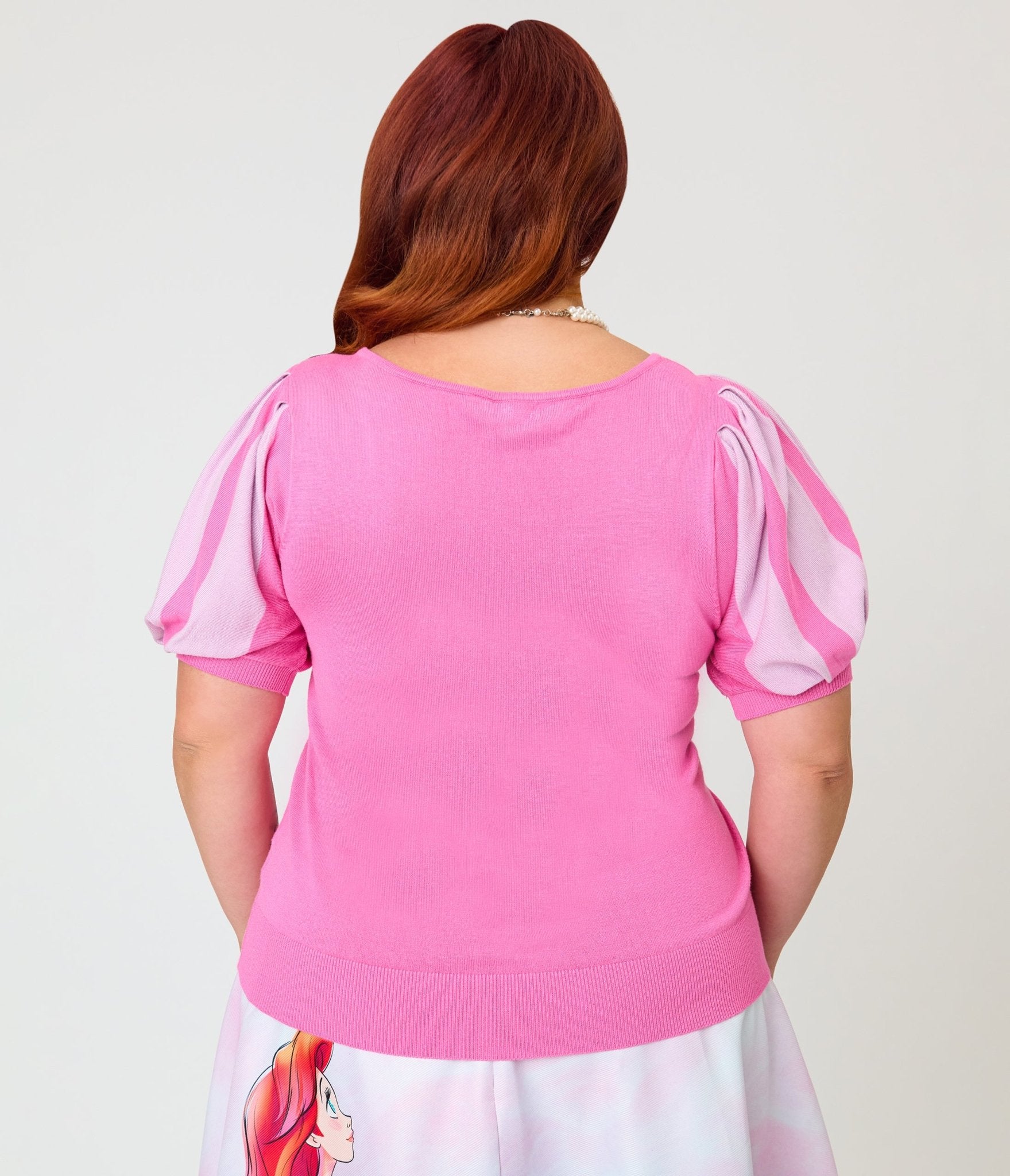 Disney Princess Collection by Unique Vintage Plus Size Pale Pink Short Sleeve Sweater - Unique Vintage - Womens, TOPS, SWEATERS