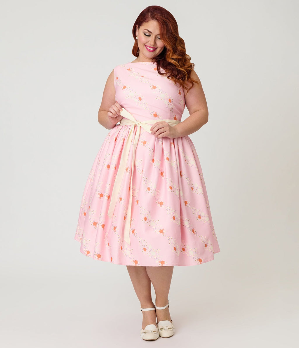 Disney Princess Collection by Unique Vintage Plus Size Pink Princess Sleeveless Swing Dress - Unique Vintage - Womens, DRESSES, SWING