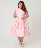 Disney Princess Collection by Unique Vintage Plus Size Pink Princess Sleeveless Swing Dress - Unique Vintage - Womens, DRESSES, SWING