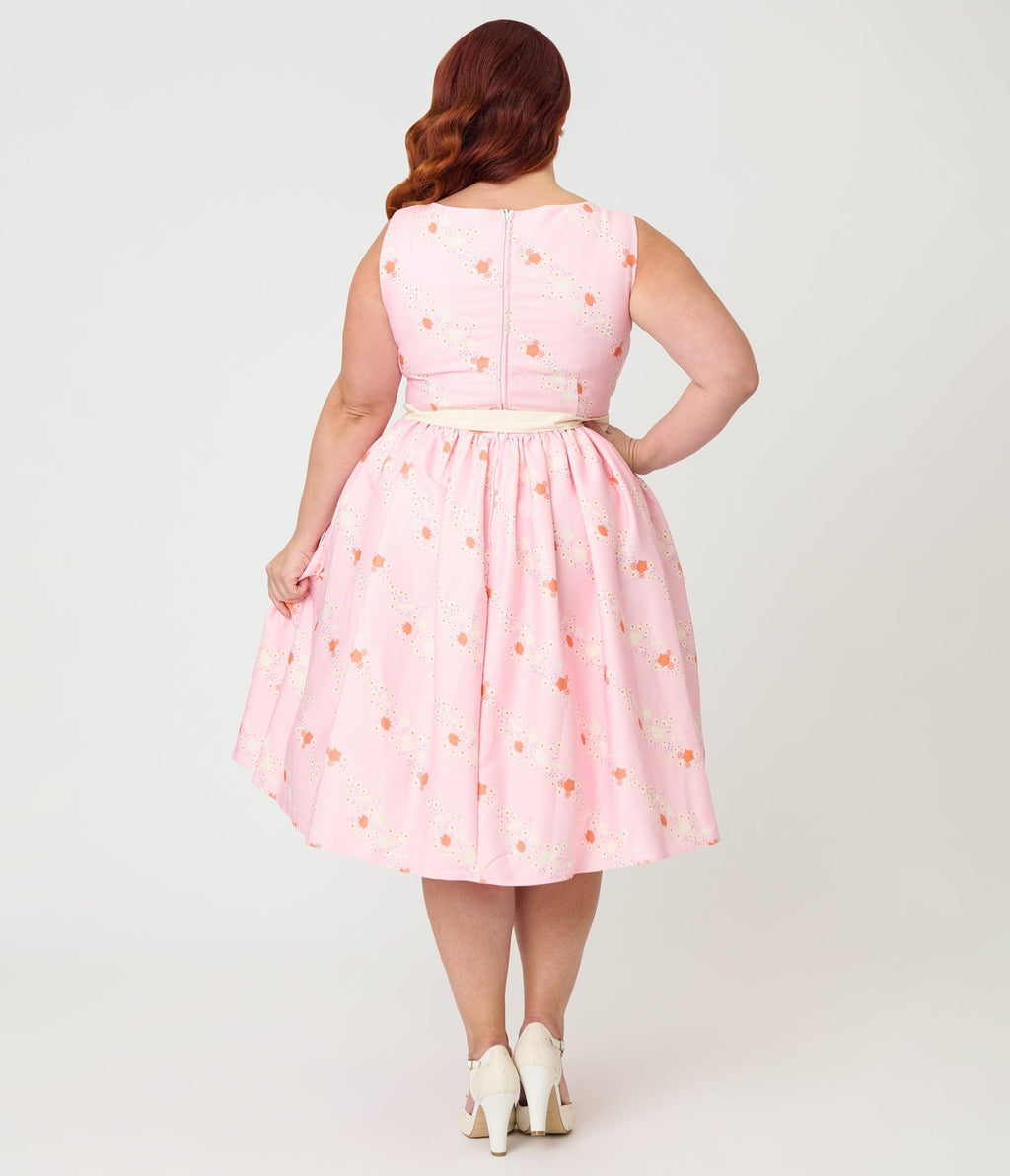Disney Princess Collection by Unique Vintage Plus Size Pink Princess Sleeveless Swing Dress - Unique Vintage - Womens, DRESSES, SWING