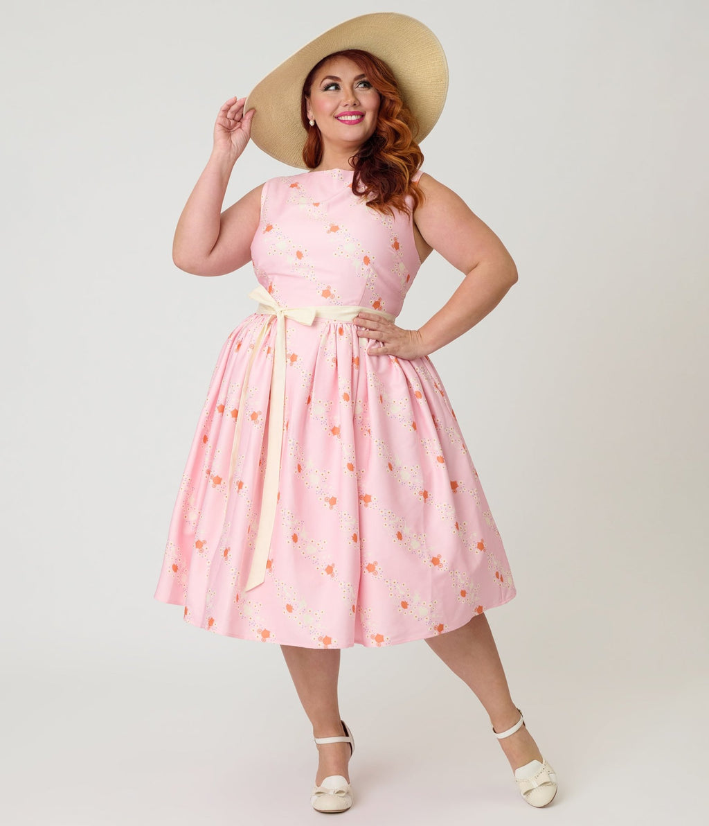 Disney Princess Collection by Unique Vintage Plus Size Pink Princess Sleeveless Swing Dress - Unique Vintage - Womens, DRESSES, SWING