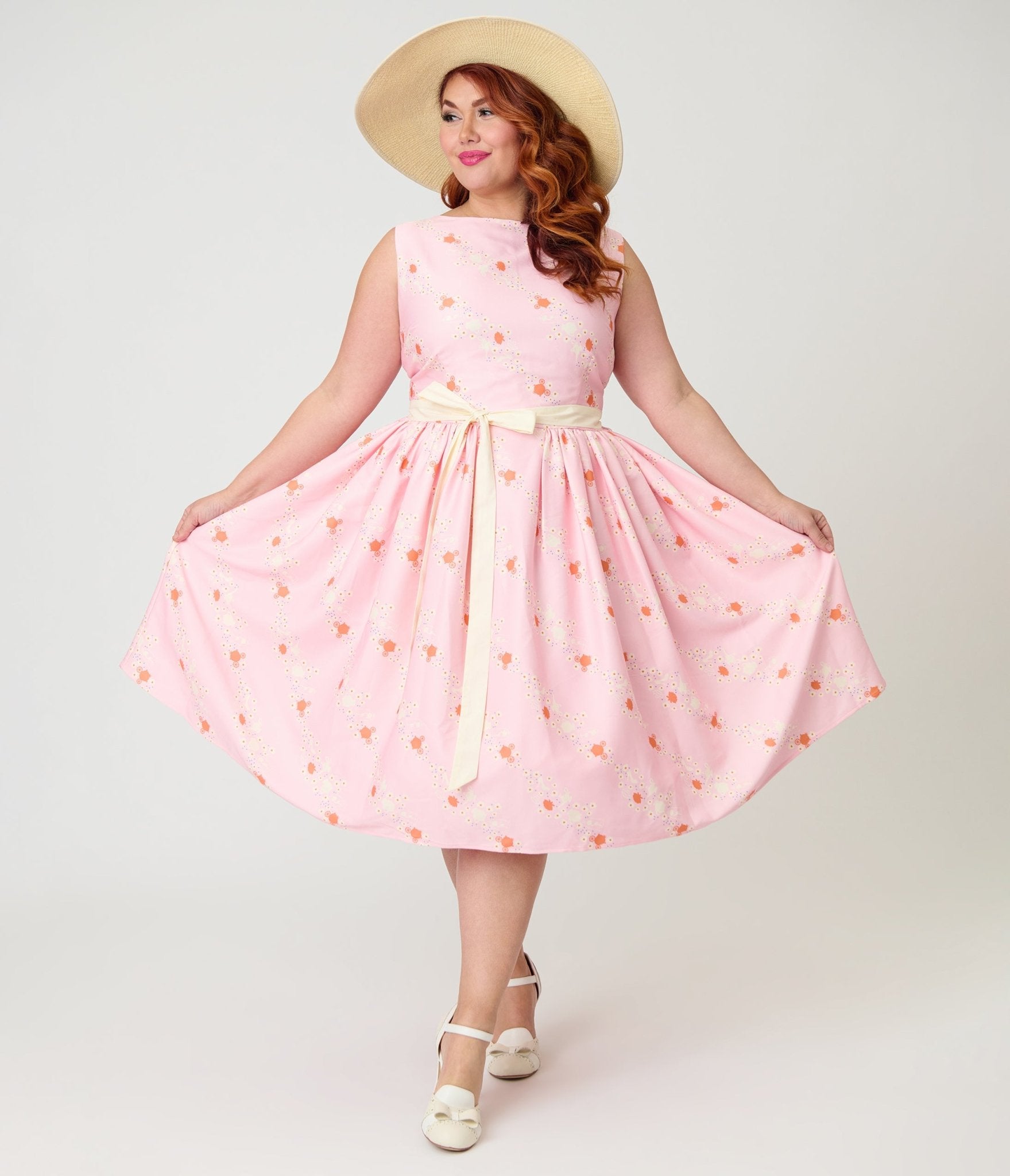 Disney Princess Collection by Unique Vintage Plus Size Pink Princess Sleeveless Swing Dress - Unique Vintage - Womens, DRESSES, SWING