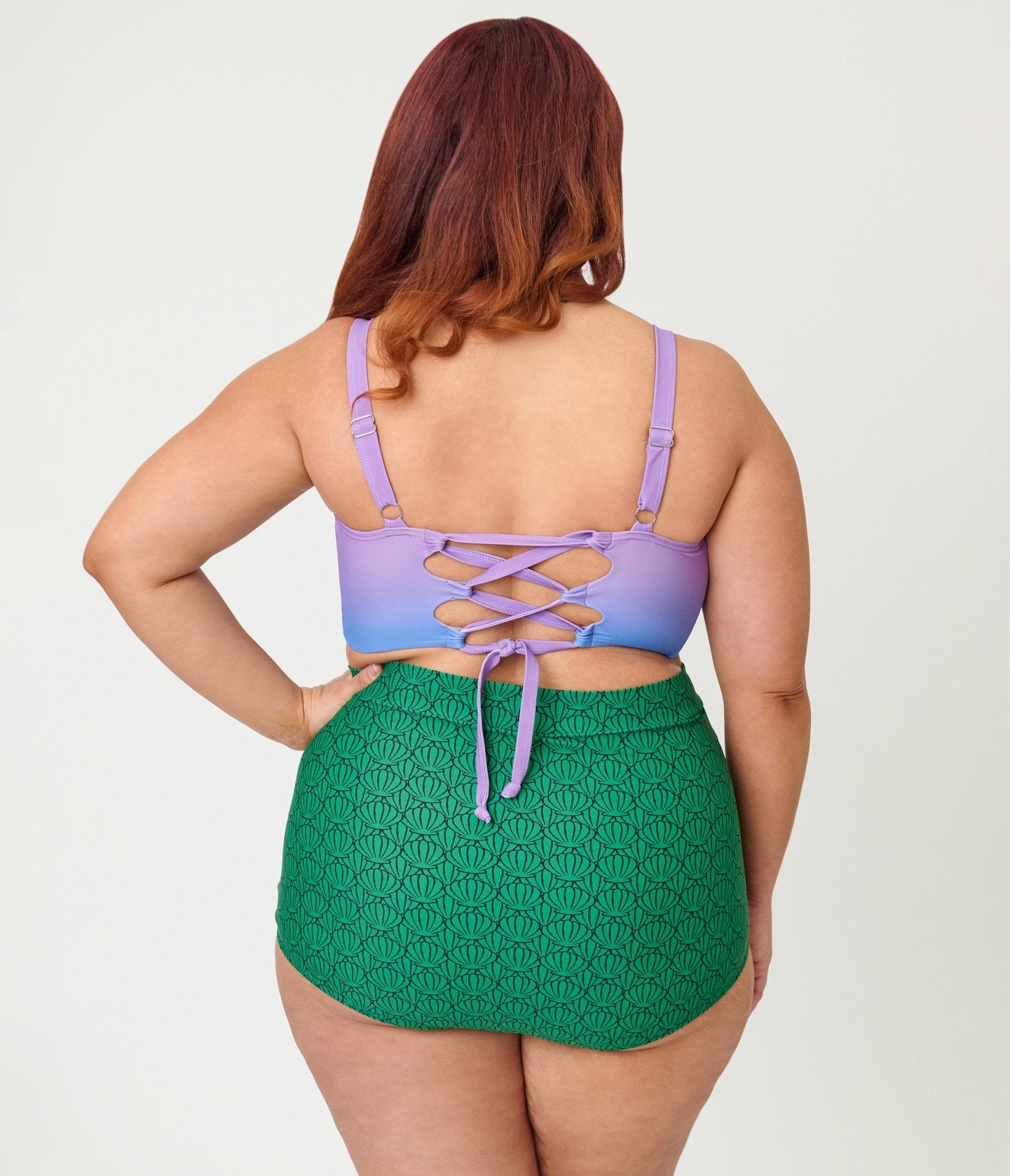 Disney Princess Collection by Unique Vintage Plus Size Purple Shell Ariel Crop Swim Top - Unique Vintage - Womens, SWIM, TOP