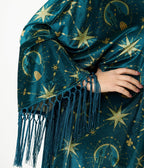Disney Princess Collection by Unique Vintage Teal & Gold Royal Palace Velvet Fringe Kimono - Unique Vintage - Womens, FLAPPER, COATS
