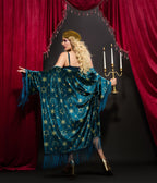 Disney Princess Collection by Unique Vintage Teal & Gold Royal Palace Velvet Fringe Kimono - Unique Vintage - Womens, COATS