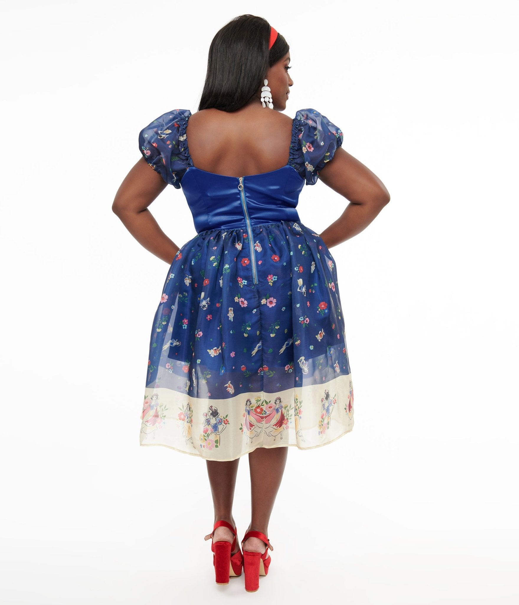 Disney Princess x Unique Vintage Plus Size Blue Snow White Print Sweetheart Dress - Unique Vintage - Womens, DRESSES