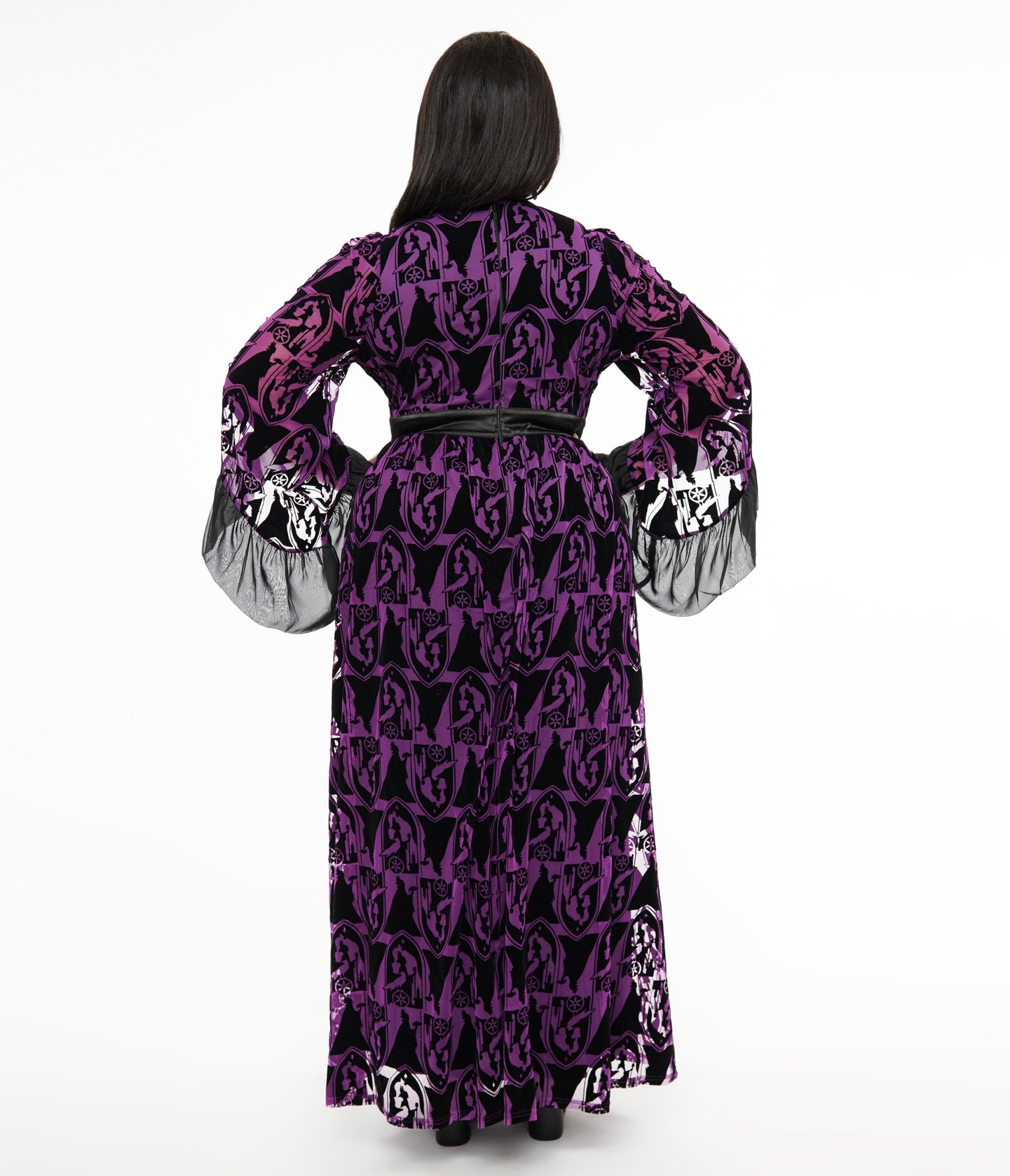 Disney Princess x Unique Vintage Plus Size Purple & Black Velvet Maleficent Maxi Dress - Unique Vintage - Womens, DRESSES
