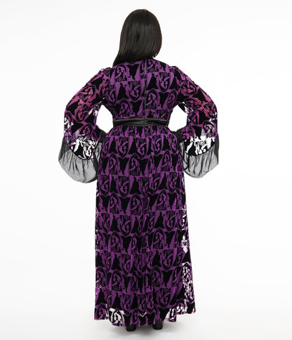 Disney Princess x Unique Vintage Plus Size Purple & Black Velvet Maleficent Maxi Dress - Unique Vintage - Womens, DRESSES