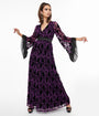 Disney Princess collection by Unique Vintage Purple & Black Velvet Burnout Maleficent Print Maxi Dress