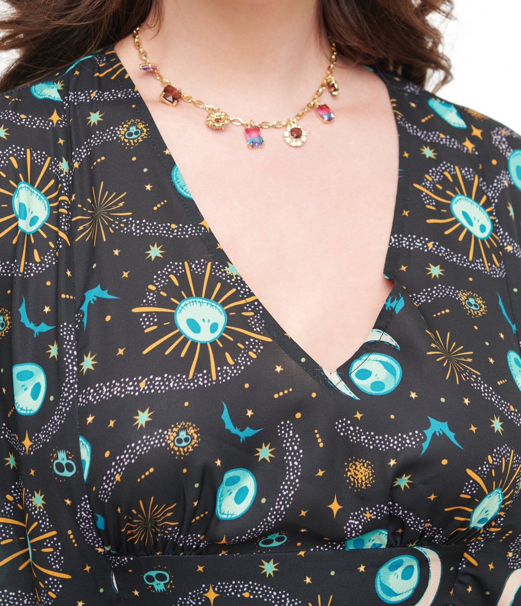 Disney The Nightmare Before Christmas by Unique Vintage Black Celestial Nightmare Before Christmas Caftan Dress - CAFTAN