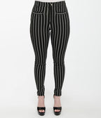 Disney The Nightmare Before Christmas by Unique Vintage Black & White Stripe Jack Skellington Stretch Pants - Womens, PANTS