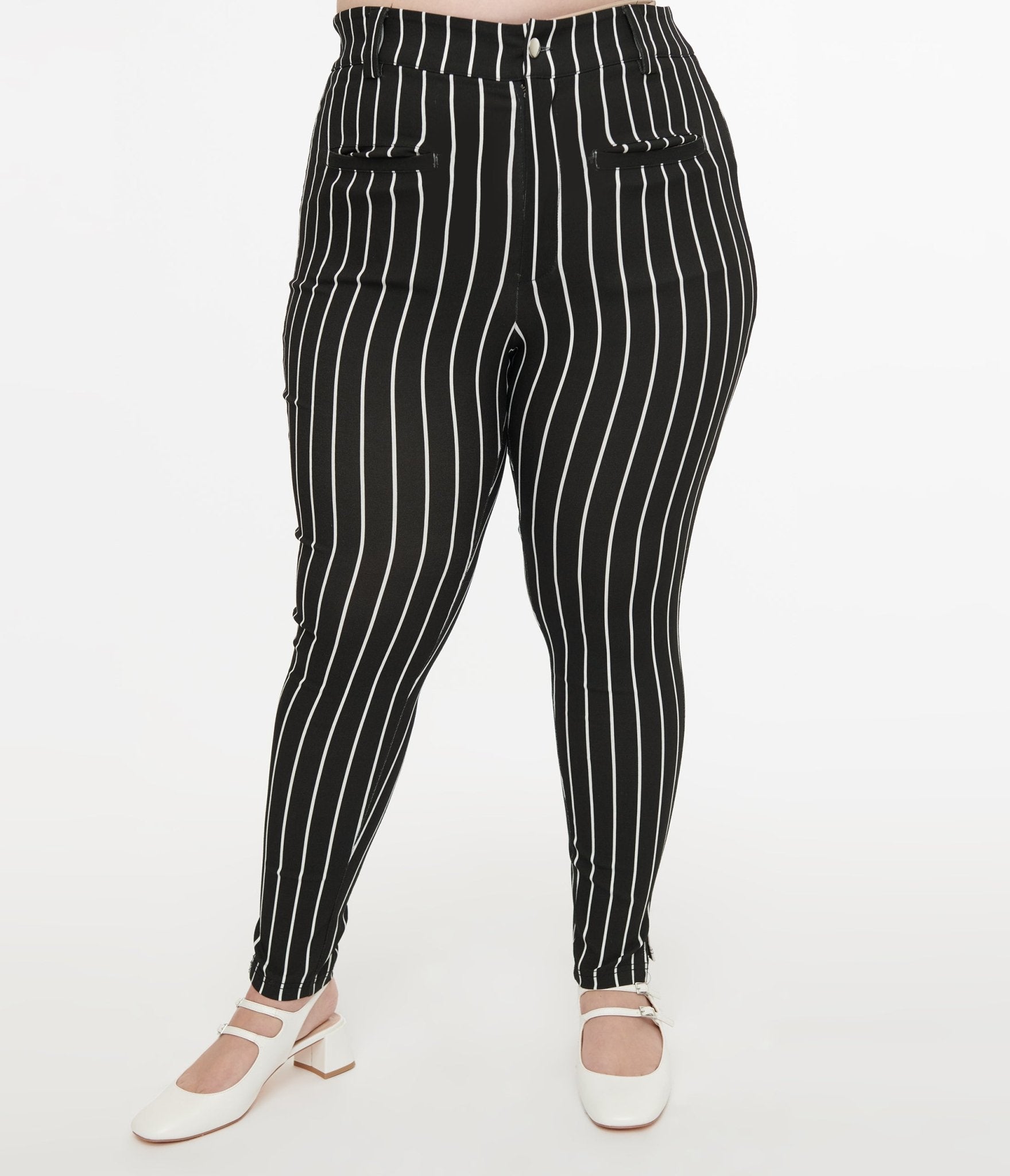 Disney The Nightmare Before Christmas by Unique Vintage Plus Size Black & White Stripe Jack Skellington Pants - Womens, PANTS
