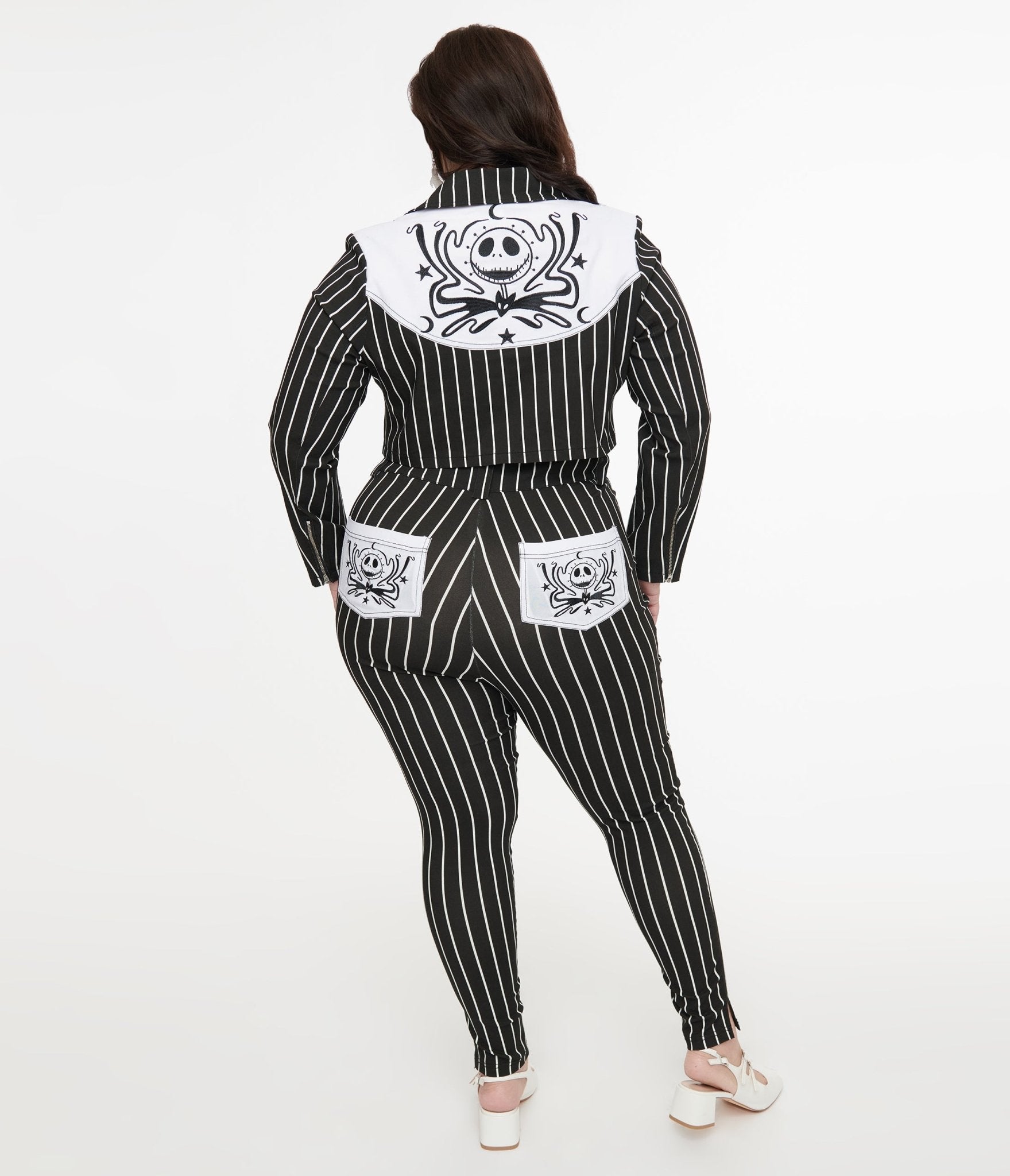 Disney The Nightmare Before Christmas by Unique Vintage Plus Size Black & White Stripe Jack Skellington Pants - Womens, PANTS