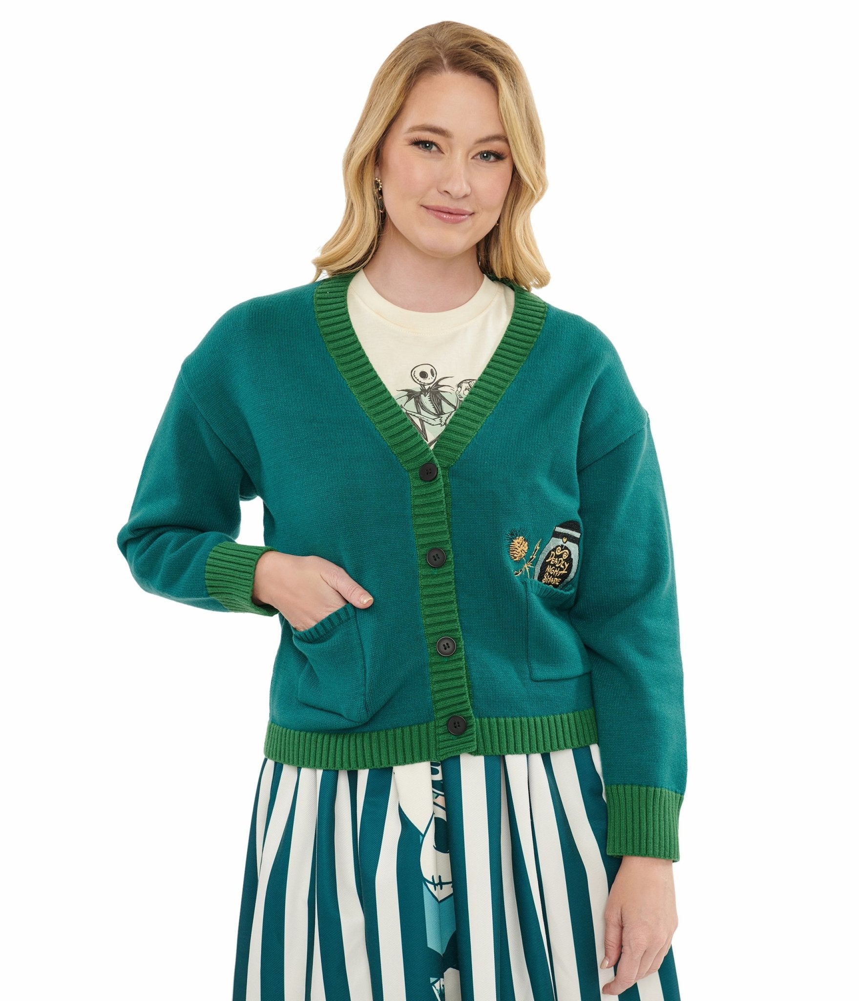 Disney The Nightmare Before Christmas by Unique Vintage Teal Deadly Night Shade Cardigan - Unique Vintage - Womens, SWEATERS